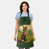 シャムロックのキツネ エプロン (着用した状態)
