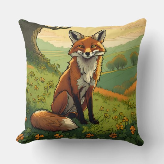 シャムロックのキツネ クッション (正面)