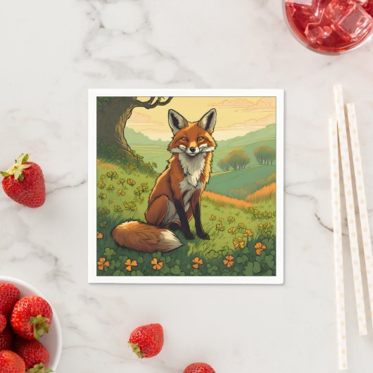 シャムロックのキツネ スタンダードカクテルナプキン (インサイチュ)