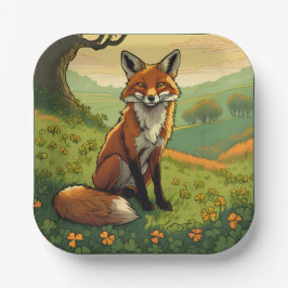 シャムロックのキツネ ペーパープレート