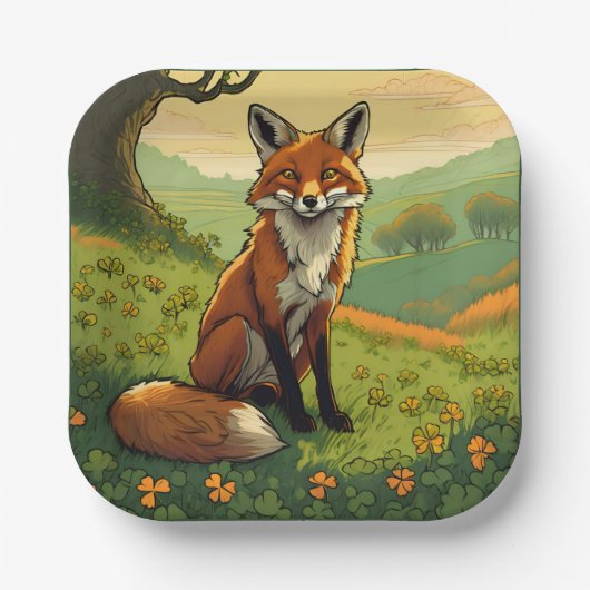シャムロックのキツネ ペーパープレート (正面)