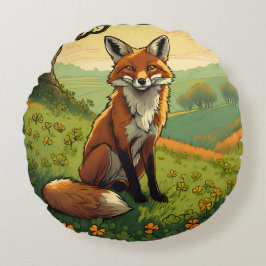 シャムロックのキツネ ラウンドクッション