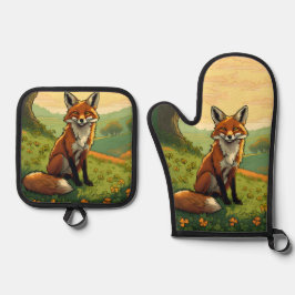 シャムロックのキツネ 鍋つかみ&鍋敷きセット