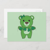 シャムロックのクマかわいい動物の運はがき ポストカード (正面/裏面)