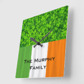 シャムロックのクローバーの緑のアイルランドの旗アイルランド スクエア壁時計 (傾斜)