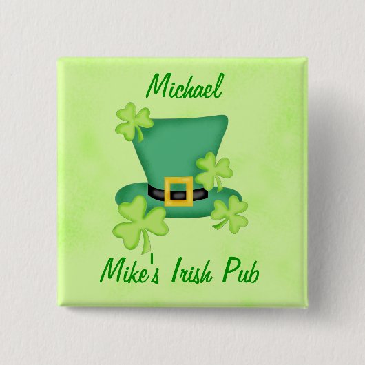シャムロックのシルクハットのアイルランドの名前入りの記章Pin 缶バッジ (正面)
