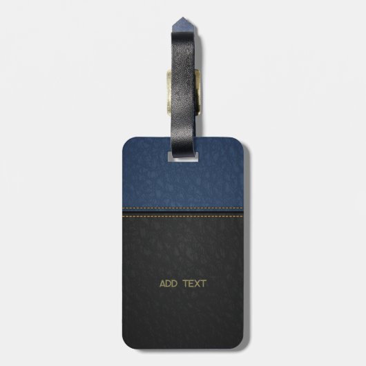 シャムロックのセントパトリックデー、青と黒の革 ラゲッジタグ (裏面縦)