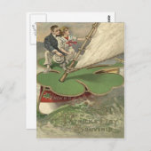 シャムロックのヨットのカップルの航行 ポストカード (正面/裏面)