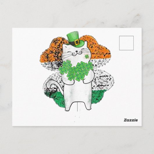 シャムロックの可愛い猫レプレシャンSt patricks day ポストカード (裏面)