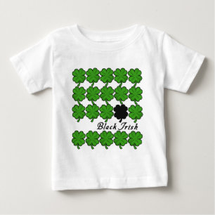 シャムロックの多くを持つ黒のアイルランド語 ベビーTシャツ