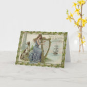 シャムロックの女性のハープの船タワーのアイリッシュセッター カード (黄色い花)