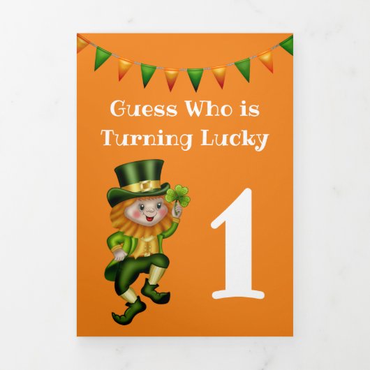 シャムロックの子供たちと可愛いレプレシャン踊りパーティー 三つ折り招待状 (カバー)