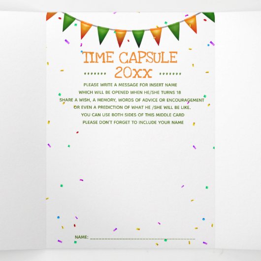 シャムロックの子供たちと可愛いレプレシャン踊りパーティー 三つ折り招待状 (内部中)