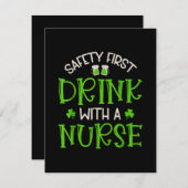 シャムロックの安全を第一に飲むナース エンクロージャーカード (正面/裏面)