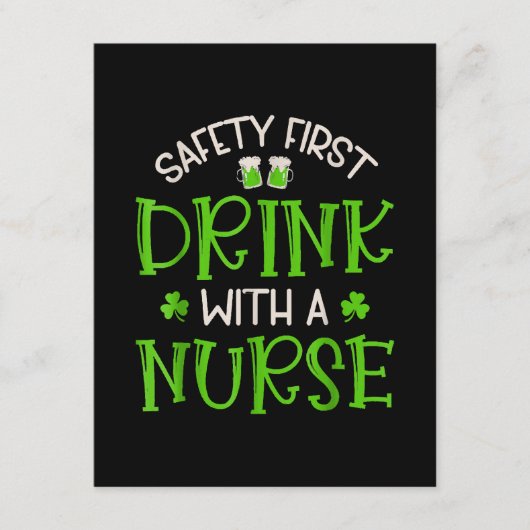 シャムロックの安全を第一に飲むナース エンクロージャーカード (正面)