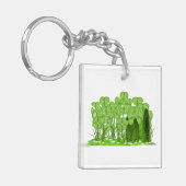 シャムロックの畑に横たわるレプレシャンの帽子 キーホルダー (正面左)