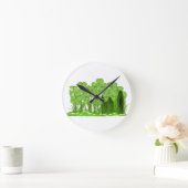 シャムロックの畑に横たわるレプレシャンの帽子 ラウンド壁時計 (ホーム)