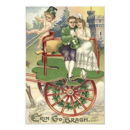 シャムロックの結婚した夫婦の馬車のケルビム フォトプリント            (正面)
