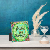 シャムロックの緑のおもしろいインスピレーションを振る フォトプラーク (インサイチュ)