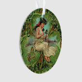 シャムロックの美しいヴィンテージの少女 オーナメント (正面)