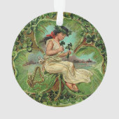 シャムロックの美しいヴィンテージの少女 オーナメント (裏面)