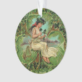 シャムロックの美しいヴィンテージの少女 オーナメント (正面)