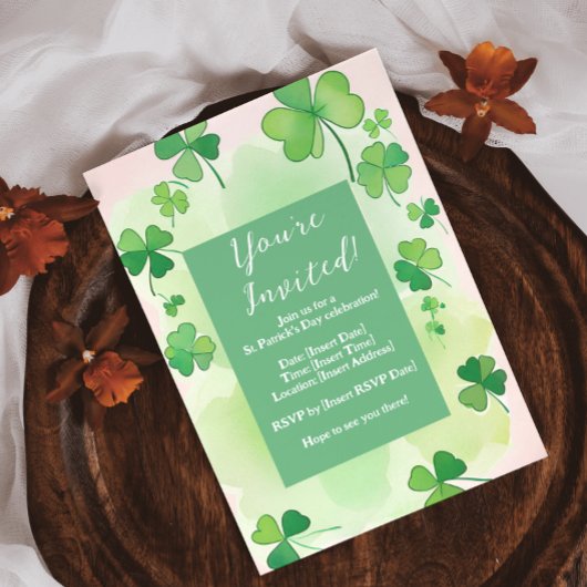  シャムロックの背景とセントパトリックデー  招待状
