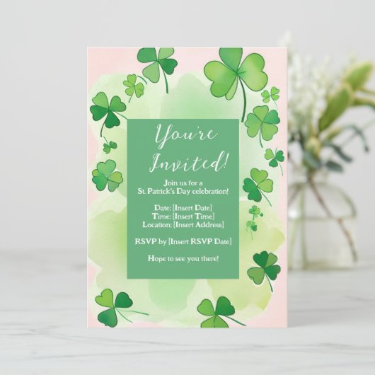  シャムロックの背景とセントパトリックデー  招待状 (スタンド正面)