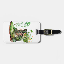 シャムロックの花と緑のアイルランドのワークブーツ ラゲッジタグ