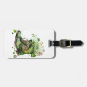 シャムロックの花と緑のアイルランドのワークブーツ ラゲッジタグ (正面横)