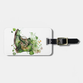 シャムロックの花と緑のアイルランドのワークブーツ ラゲッジタグ