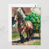 シャムロックの荷を引く美しい馬 ポストカード (正面/裏面)