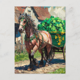 シャムロックの荷を引く美しい馬 ポストカード
