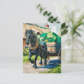シャムロックの荷を引く黒馬 ポストカード (スタンド正面)