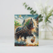 シャムロックの荷車を引っ張る美しいジプシー・ヴァンナー ポストカード (スタンド正面)