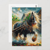 シャムロックの荷車を引っ張る美しいジプシー・ヴァンナー ポストカード (正面/裏面)