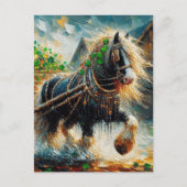 シャムロックの荷車を引っ張る美しいジプシー・ヴァンナー ポストカード (正面)