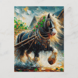 シャムロックの荷車を引っ張る美しいジプシー・ヴァンナー ポストカード