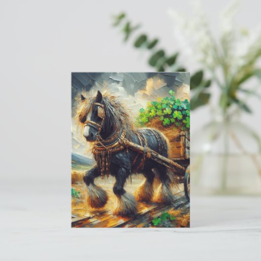 シャムロックの荷車を引っ張る美しいジプシー・ヴァンナー ポストカード (スタンド正面)