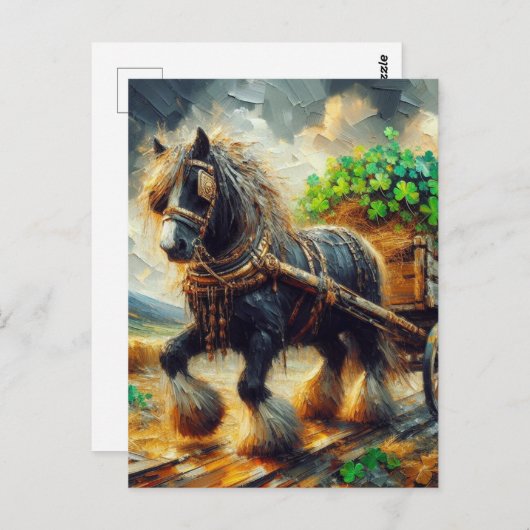 シャムロックの荷車を引っ張る美しいジプシー・ヴァンナー ポストカード (正面/裏面)
