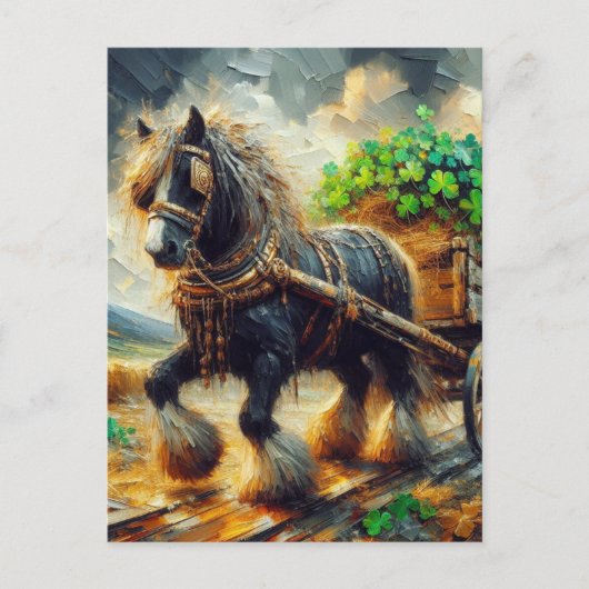 シャムロックの荷車を引っ張る美しいジプシー・ヴァンナー ポストカード (正面)