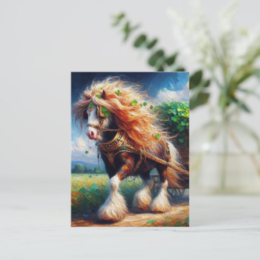 シャムロックの車を引っ張るジプシー・ヴァンナー ポストカード (スタンド正面)