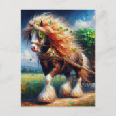 シャムロックの車を引っ張るジプシー・ヴァンナー ポストカード (正面)