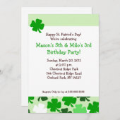 シャムロックのST PATRICKS DAY 5x7の誕生日 招待状 (正面/裏面)