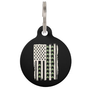 シャムロックを持つアメリカのSt patricks国旗 ペット ネームタグ