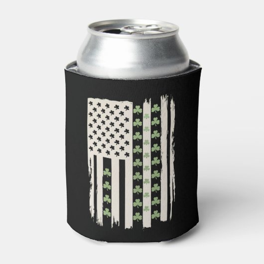 シャムロックを持つアメリカのSt patricks国旗 缶クーラー (缶正面)