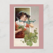 シャムロックを持つ女性 ポストカード (正面)