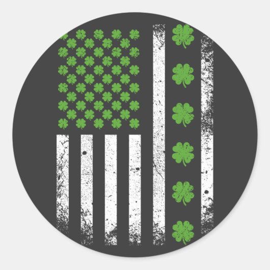 シャムロックを持つ米国の国旗 ラウンドシール (正面)