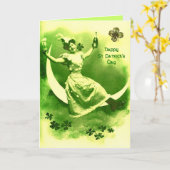 シャムロックを持つ聖パトリックの日月の女性 カード (黄色い花)