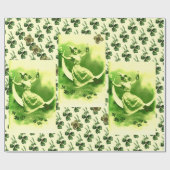 シャムロックを持つ聖パトリックの日月の女性 ラッピングペーパー (フラット)